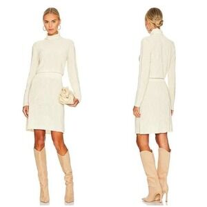 NWT Callahan Nayeli Diamond Pointelle Knit Midi Dress‎ - Cannoli Creme - M